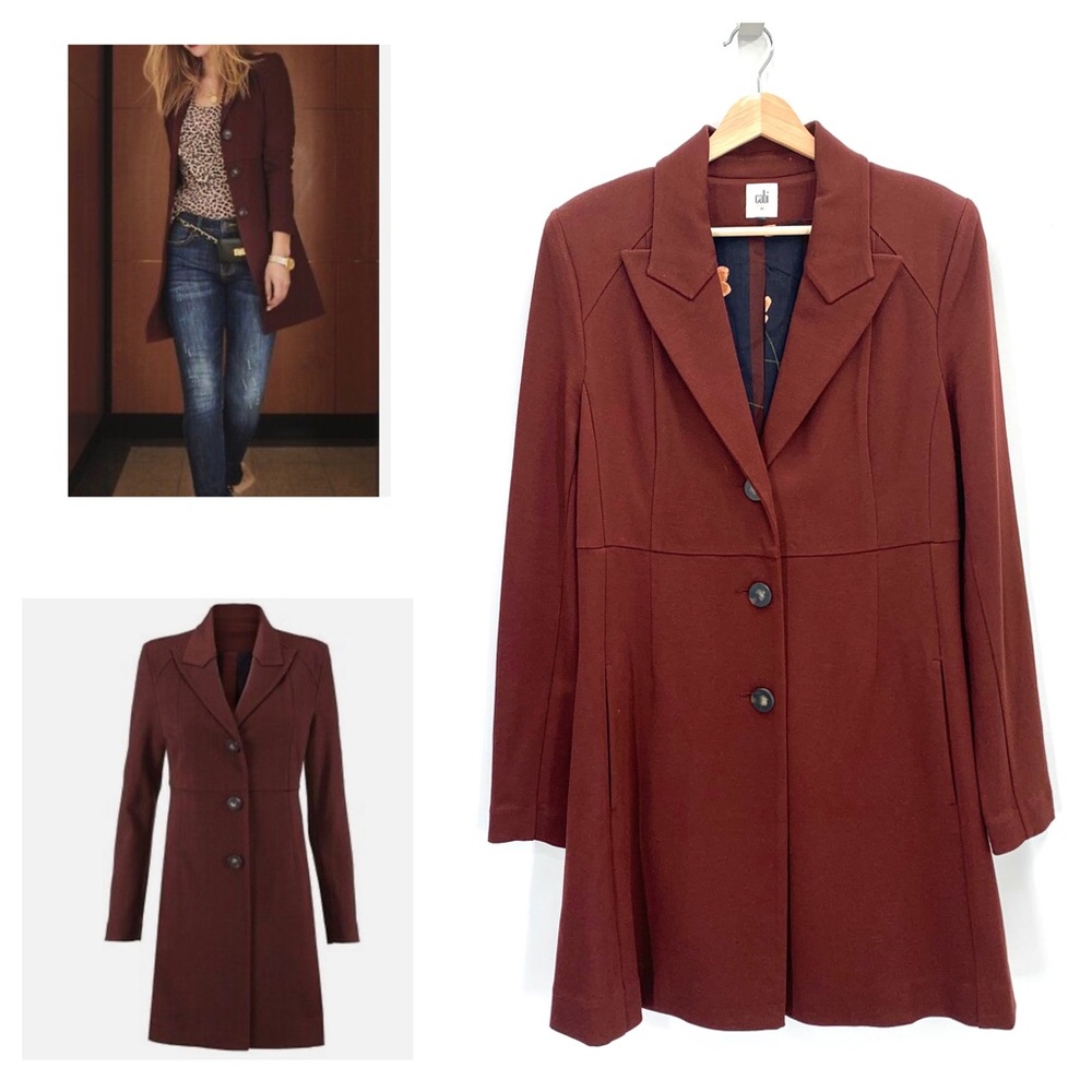 Cabi Long Line Burgundy Fitted Boss Jacket 3545 Size Medium